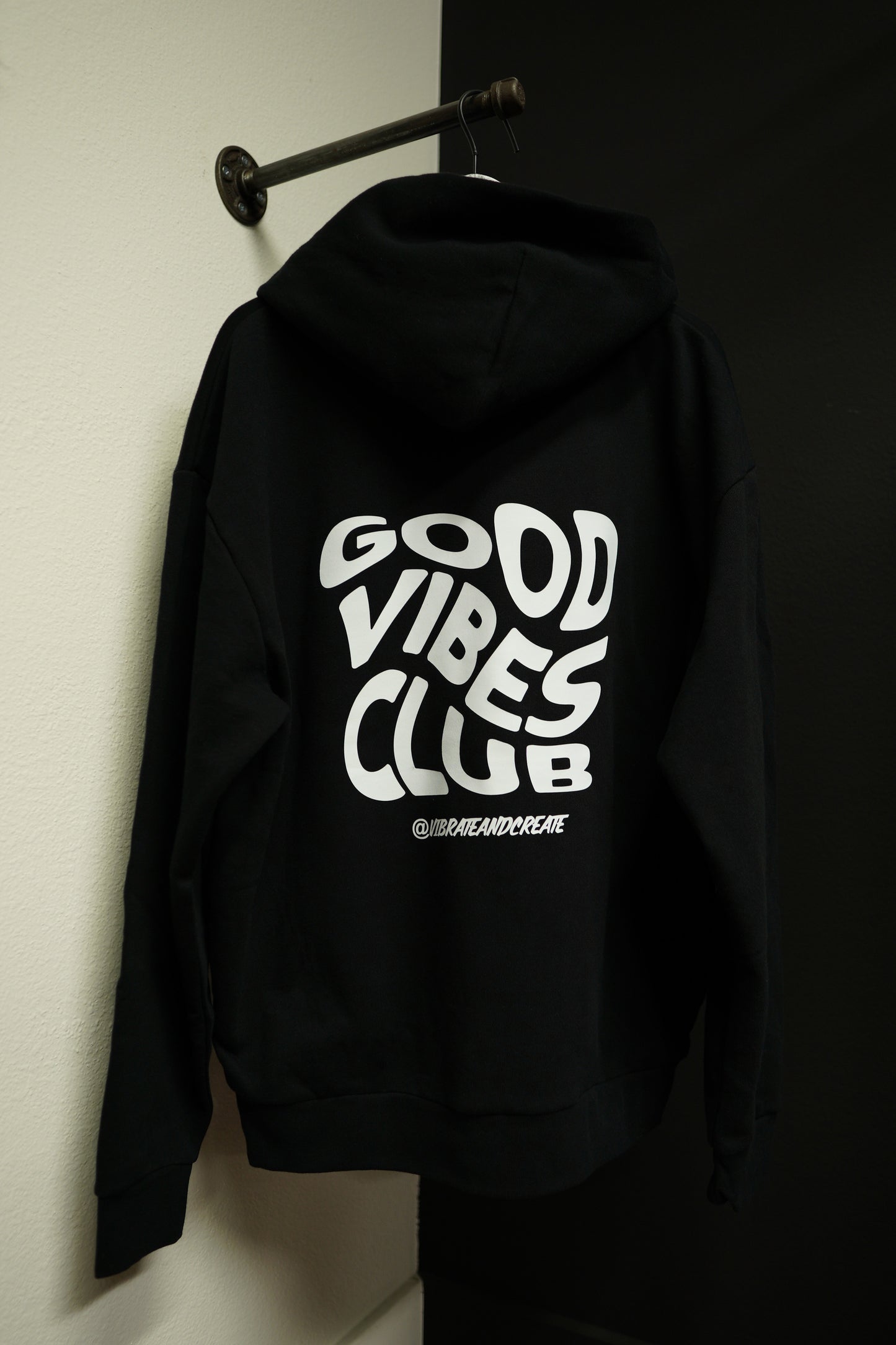 Good Vibes Oversized Hoodie Black And White