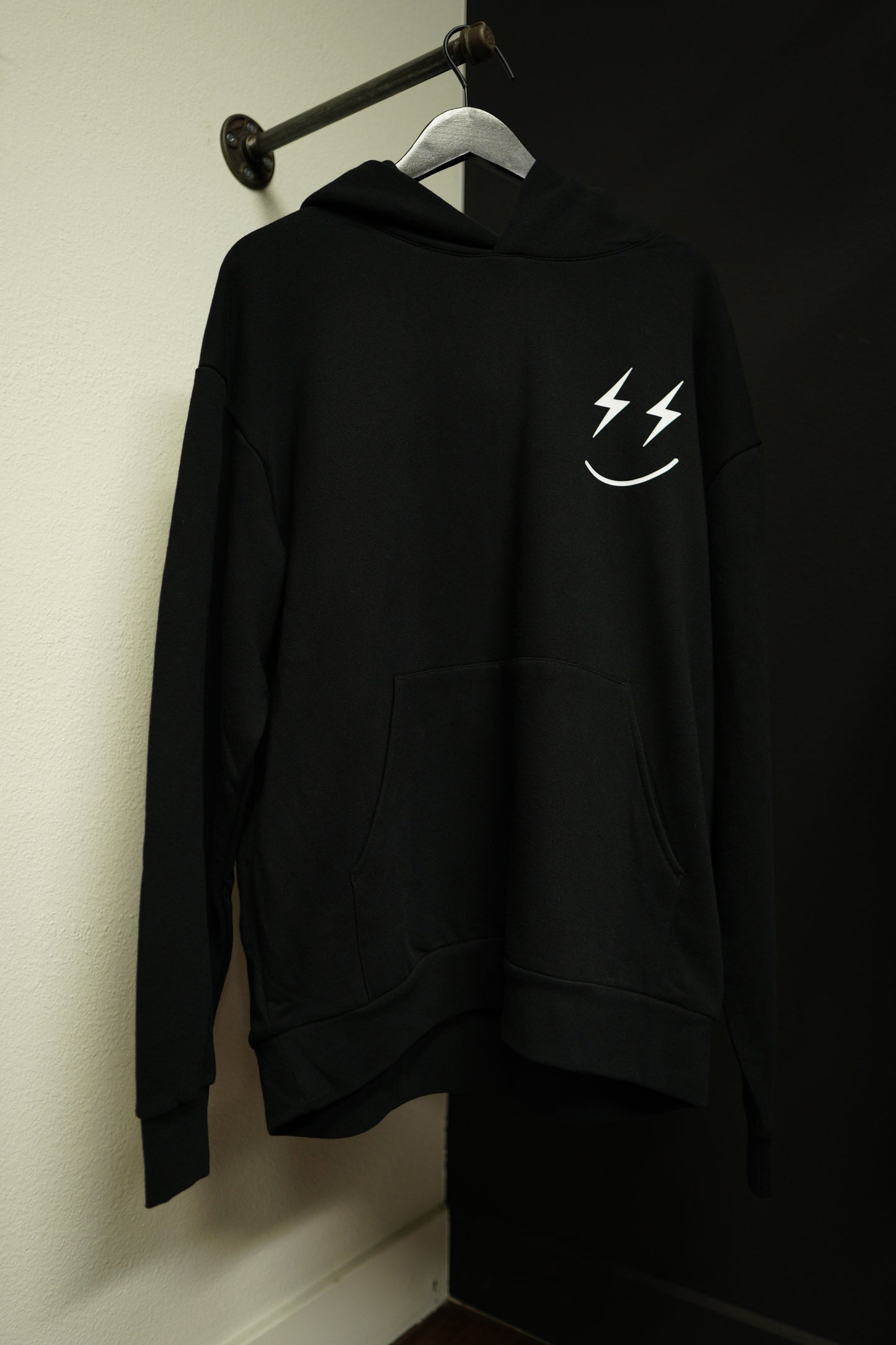 Good Vibes Oversized Hoodie Black And White